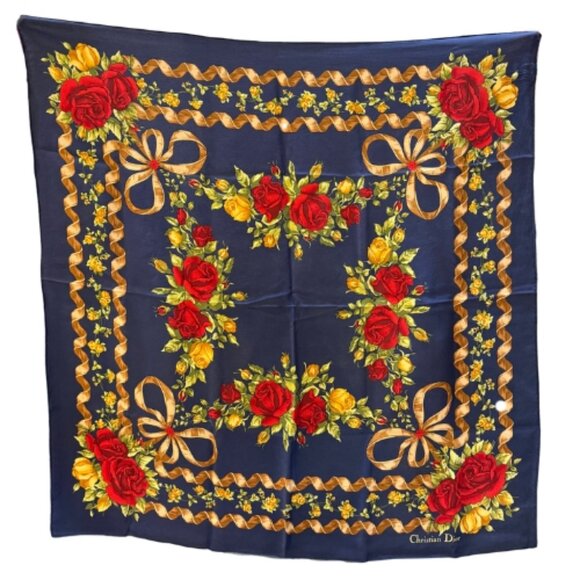 Christian Dior Rose Silk Scarf - Picture 1 of 3